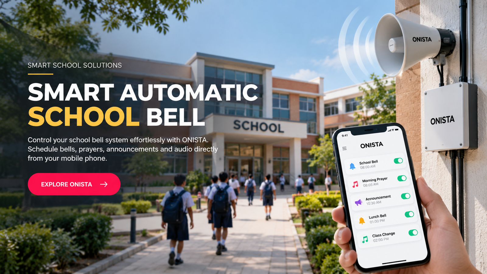 smart automatic school bell banner